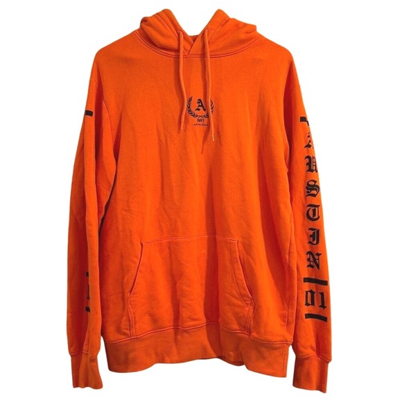 H&M Divided Austin Texas Hoodie Pullover‎ Motif Graphic Print Orange M Edgy - Picture 1 of 15